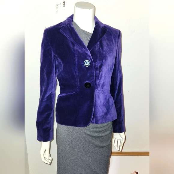 AK Anne Klein Stretch Purple Suede Blazer sz 4 EUC - Picture 1 of 16